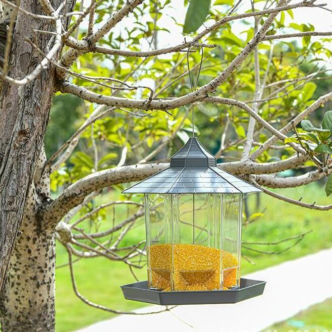 Wild Bird Feeder Garden Fashion hexagonal pavilion bird feeder Feeding Outdoor waterproof hanging automatic feeding feeder