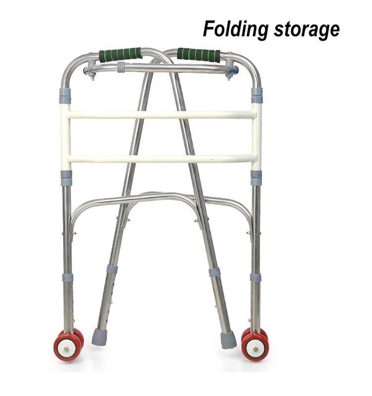 Medical Aluminum Adult Two-gap Folding Walker for Disabled with Wheel