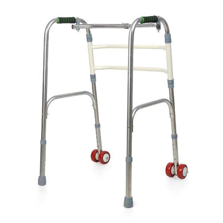 Medical Aluminum Adult Two-gap Folding Walker for Disabled with Wheel