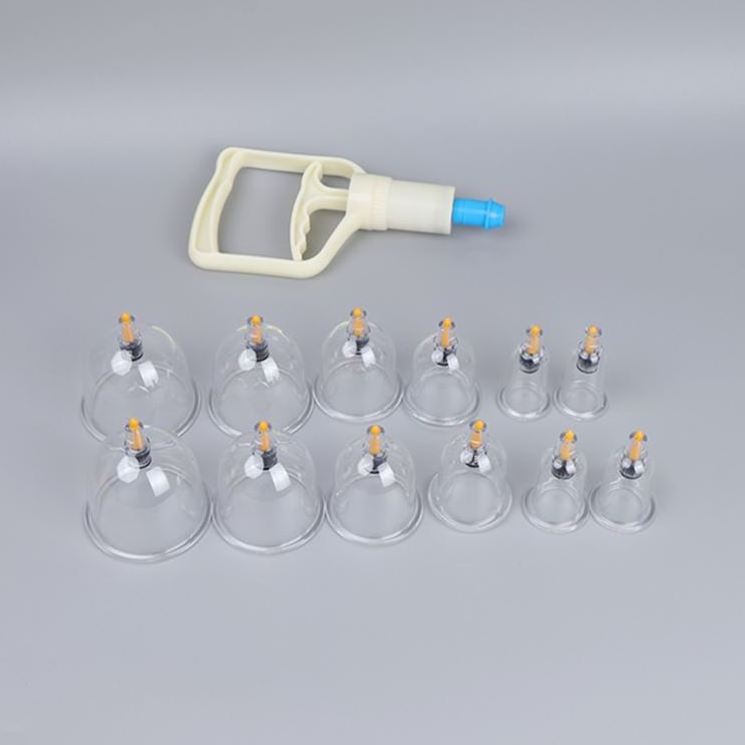 Hot Selling 12pcs Cupping Cups Traditional Chinese Therapy Cupping Set Household Pull Out Vacuum Cupping Kit