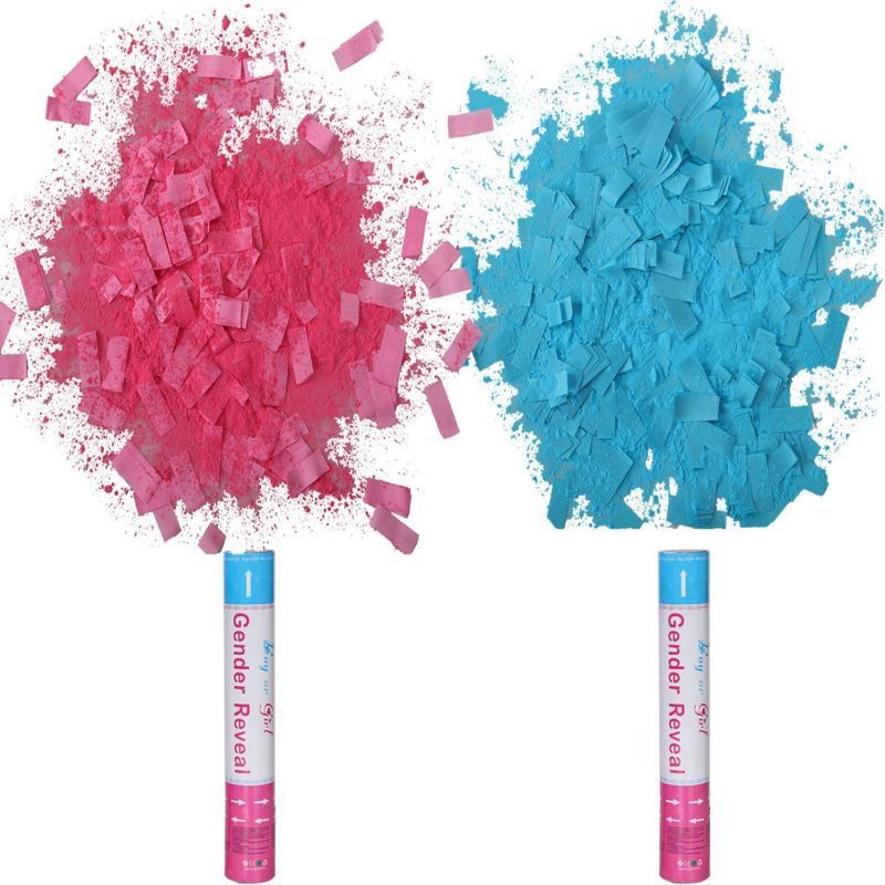 Allinthree Premium Supplier ODM OEM Gender Reveal Blue Pink Powder  Paper Party Popper Confetti Cannon Shooter