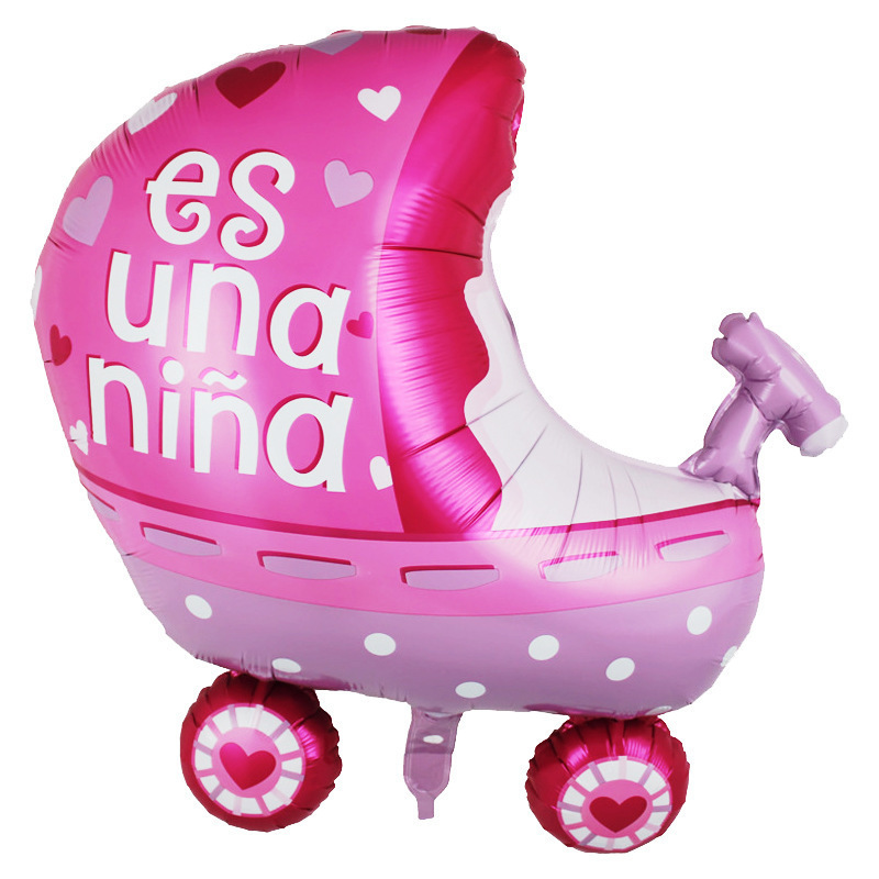 Allinthree Baby Carriage Large Pink Blue Gender Reveal Ballo0n Decoration Foil Baby Shower Balloons