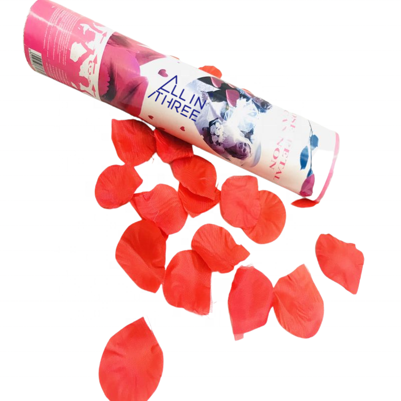 Allinthree Factory Sale Compressed Air Wedding Confetti Cannon Shooter with White Red Rose Flower