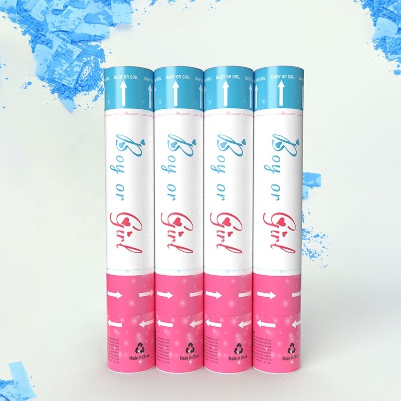 Allinthree Factory Blue Pink Baby Shower Boy Girl Gender Reveal Powder Smoke Confetti Poppers Cannon