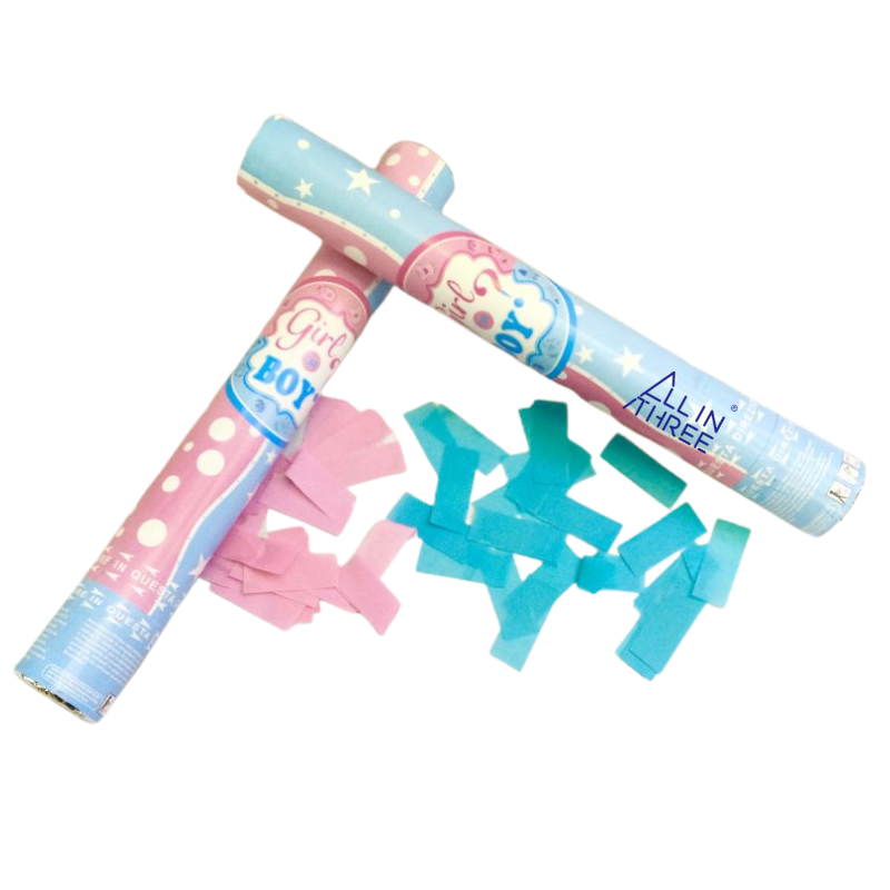 Allinthree China Factory Baby Boy or Girl Blue or Pink Gender Reveal Confetti Powder Cannon