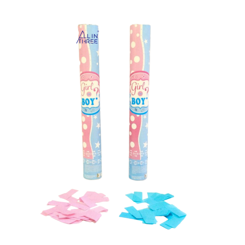 Allinthree China Factory Baby Boy or Girl Blue or Pink Gender Reveal Confetti Powder Cannon