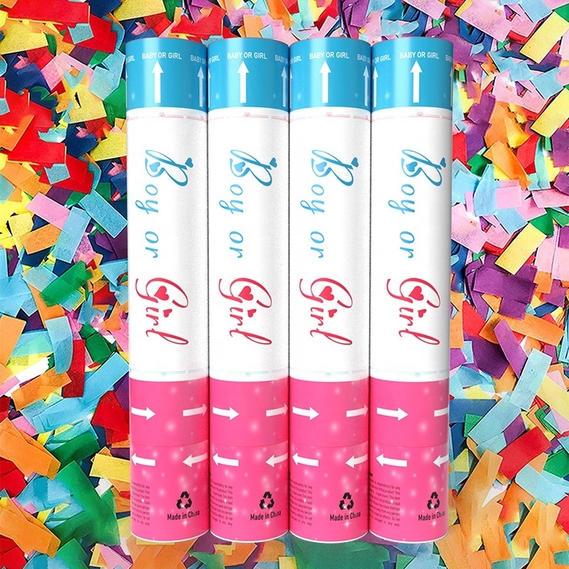 Allinthree Factory Blue Pink Baby Shower Boy Girl Gender Reveal Powder Smoke Confetti Poppers Cannon