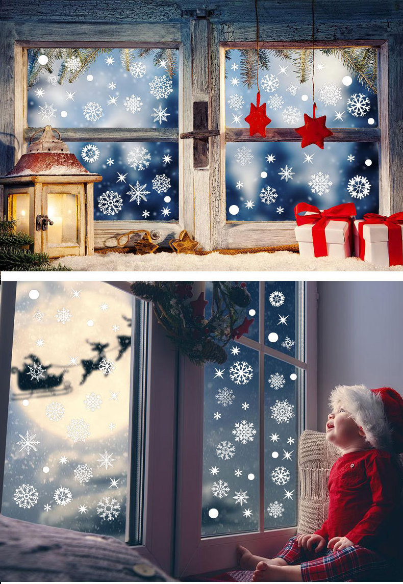 Allinthree Sattiyrch Christmas Snowflake Window Clings Decal Wall Stickers Xmasb oliday  Winter Wonderland White Decorations