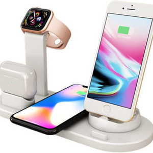 Smart Portable Qi Phone Stand 15W Mobile Tabletop Fast charging stations 4-in-1 charging station charger wireless