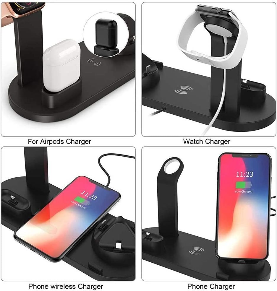 Smart Portable Qi Phone Stand 15W Mobile Tabletop Fast charging stations 4-in-1 charging station charger wireless