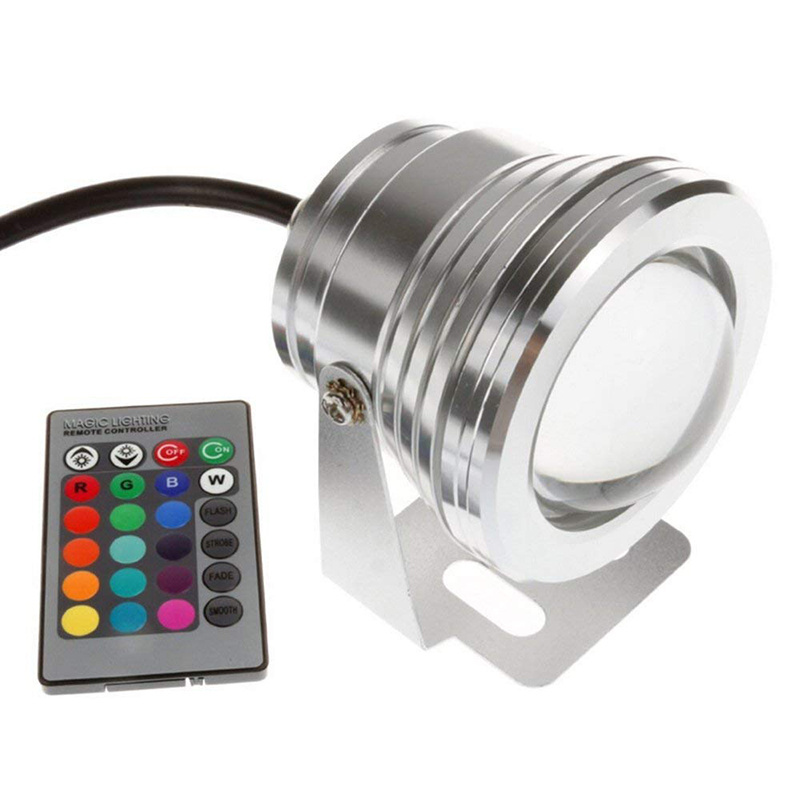 DC12V 10W RGB LED Underwater Light with Remote Controller Luminous Flux: 700-800lm, Waterproof depth: 1-2m