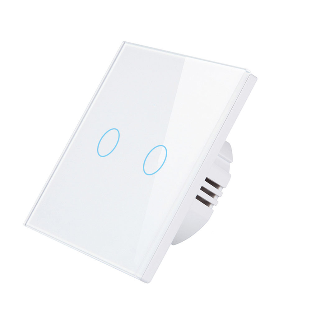 Eu AC100-240V Tempered Black White Crystal Glass Touch Switch Panel Wall Light Sensor Button 1/2/3 Gang 10A Interruptor