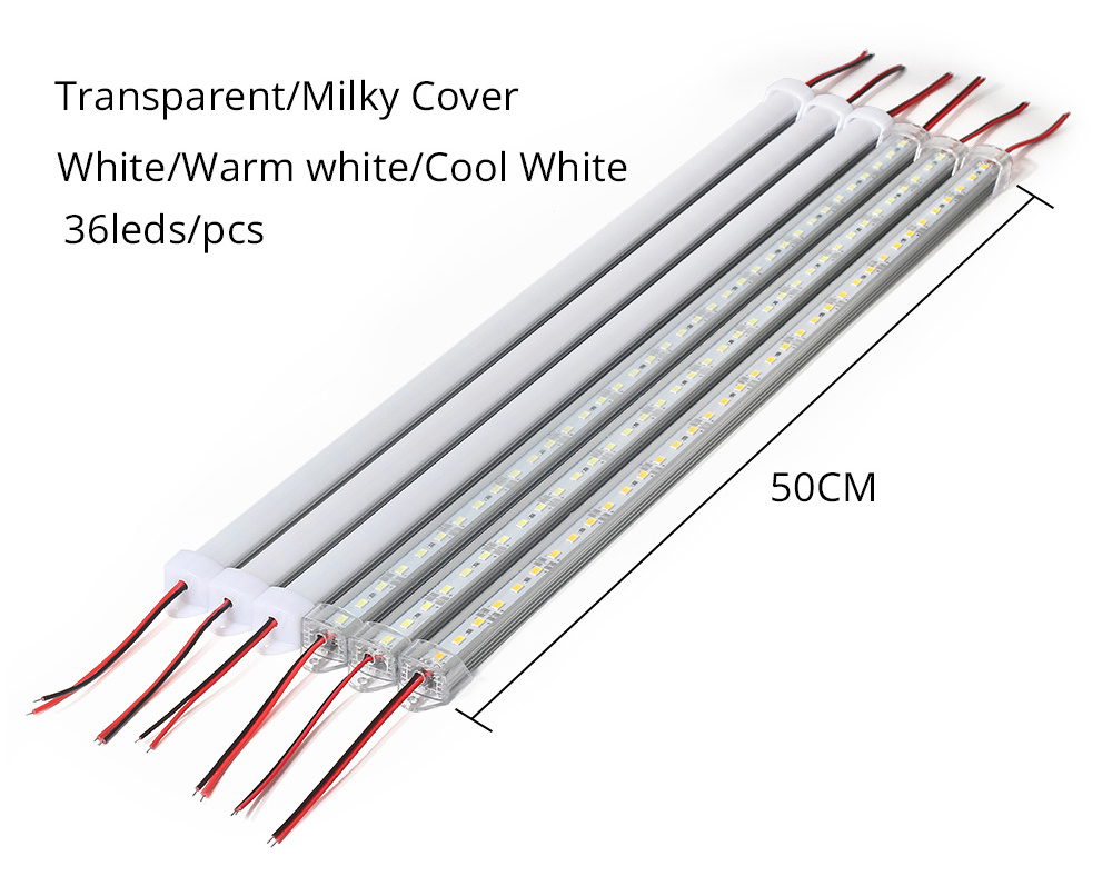 50CM 100CM  LED Bar Light 5730 5630 36LEDs DC12V Hard LED Strip Bar Light 5730 with U Aluminium shell +pc cover