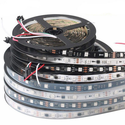 IP65 WS2811 LED Strip DC12V Black / White PCB 5050 RGB Smart IC Pixel Control WS2812B Led Strip Light