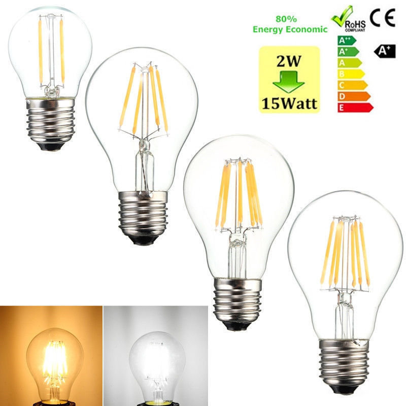 E27 4W 6W 8W Retro Edison Filament cob led Light Lamp Candle Flame Bulb AC 220V