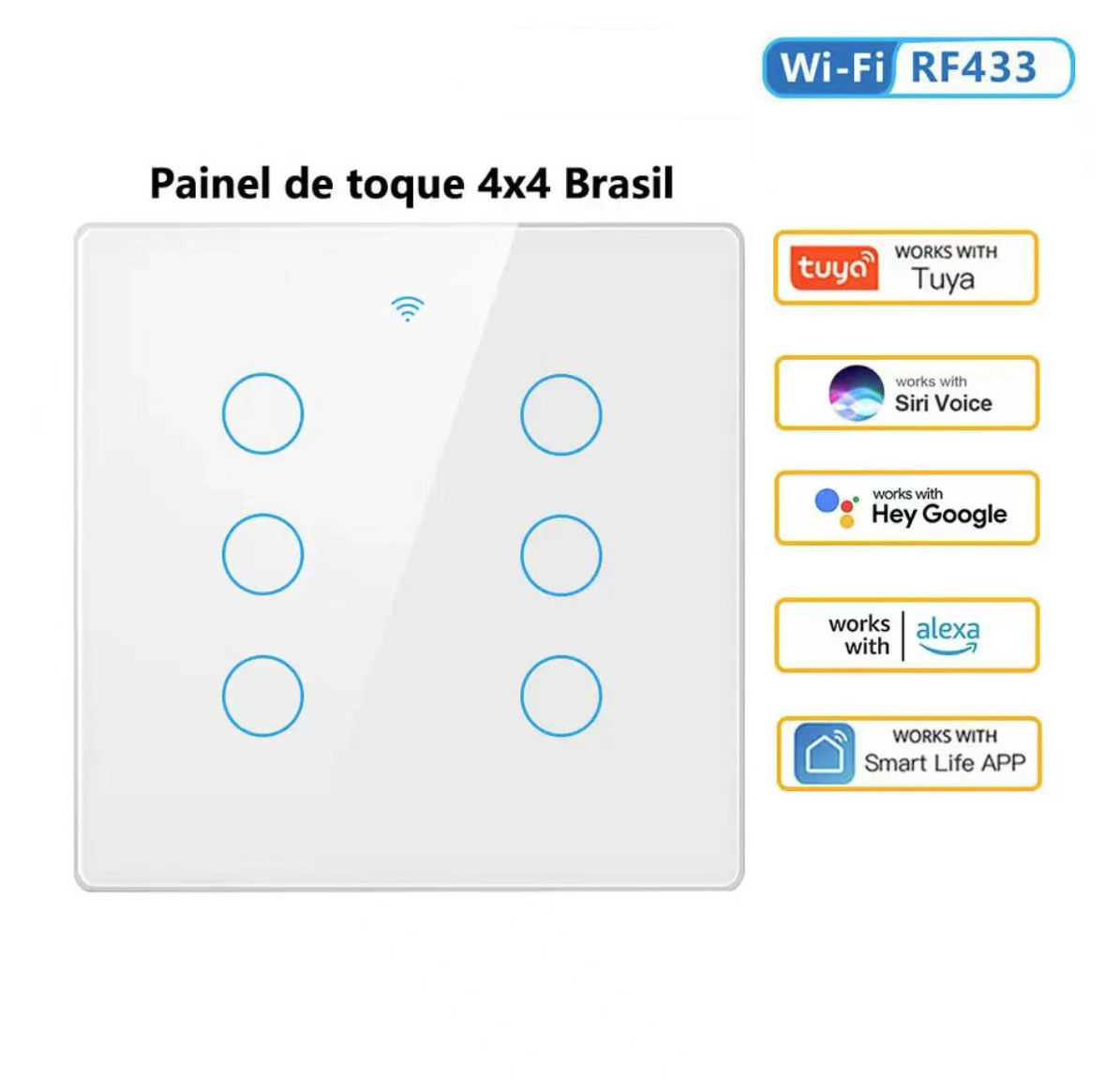 Tuya Smart Switch Brazil 4/6 Gang WiFi Touch Switches 100-240V Neutral Wire Required Works with Alexa Google Home Smart Life APP