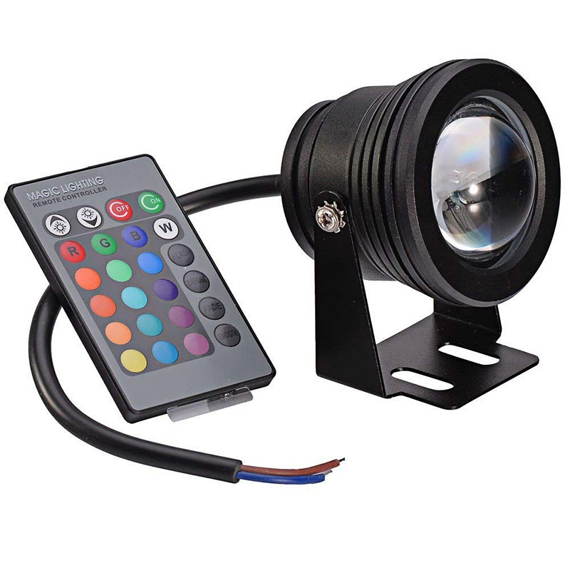 DC12V 10W RGB LED Underwater Light with Remote Controller Luminous Flux: 700-800lm, Waterproof depth: 1-2m