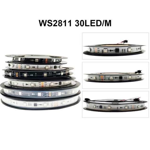 WS2811 LED Strip 12V 30/48/60 leds/m 5050 RGB pixels Smart Light  addressable magic neon Bar IP30/65/67 White/Black PCB