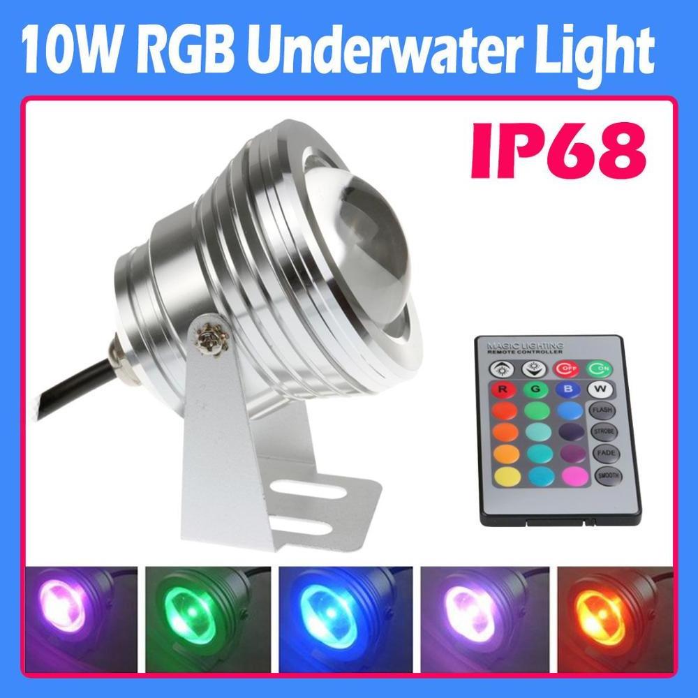 DC12V 10W RGB LED Underwater Light with Remote Controller Luminous Flux: 700-800lm, Waterproof depth: 1-2m