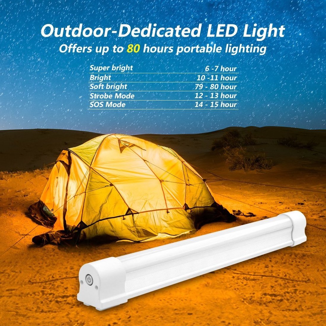 Multifunctional magnet LED emergency light flashlight 5 Modes outdoor lamp mini lantern camping light Portable tube rechargeable