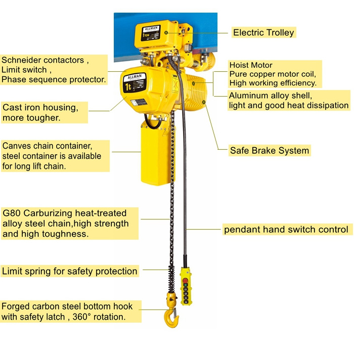 Allman High Quality Electric Chian Hoist Supplier Crane Hoists