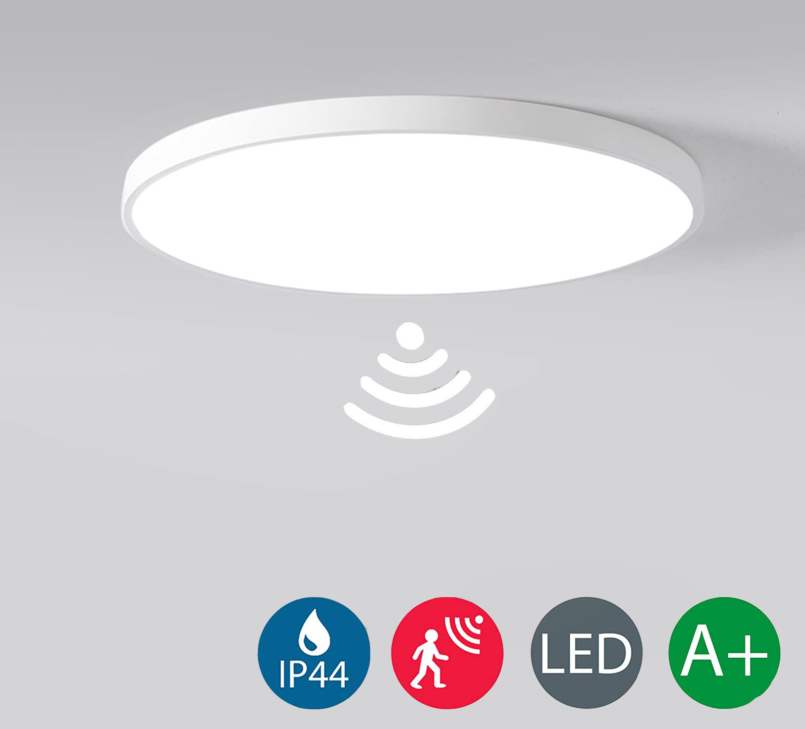 IP42 Built in motion sensor Flush Mount Round Flat LED Panel Light for corridor porch staircase