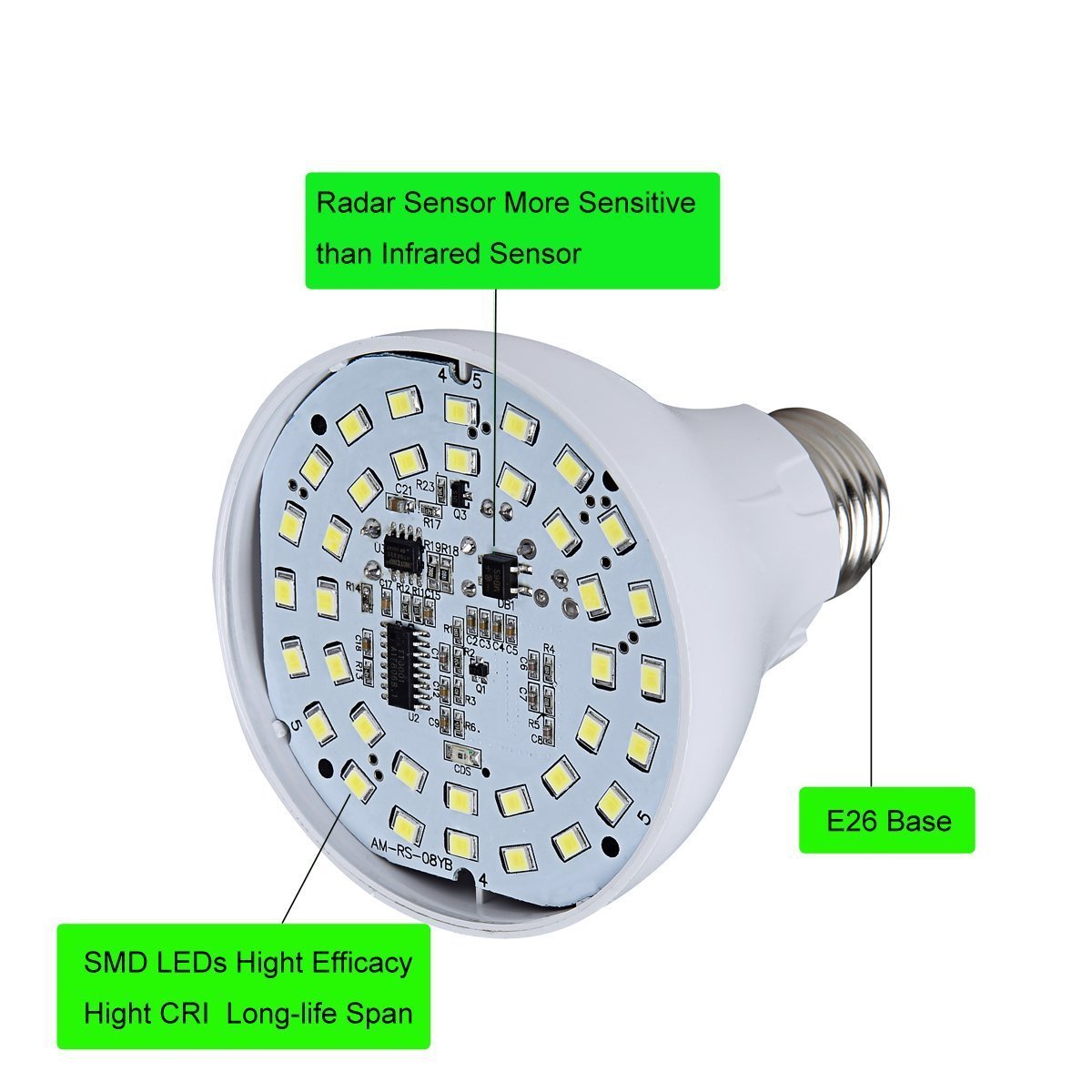 Promotional dimmable E27 4W 7W microwave motion sensor LED lighting bulb