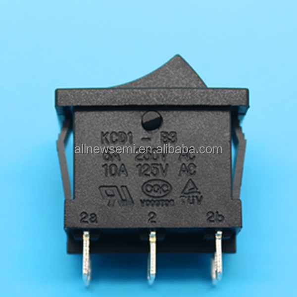 KCD1 B3-202 springboard power switch, Black 6 Pin Ship Switch