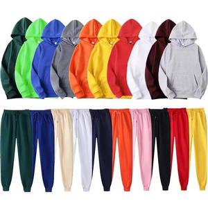 100% Polyester Oversized blank men hoodie set Unisex Pullover Jumper men 2 piece set for 0.8USD custom logo