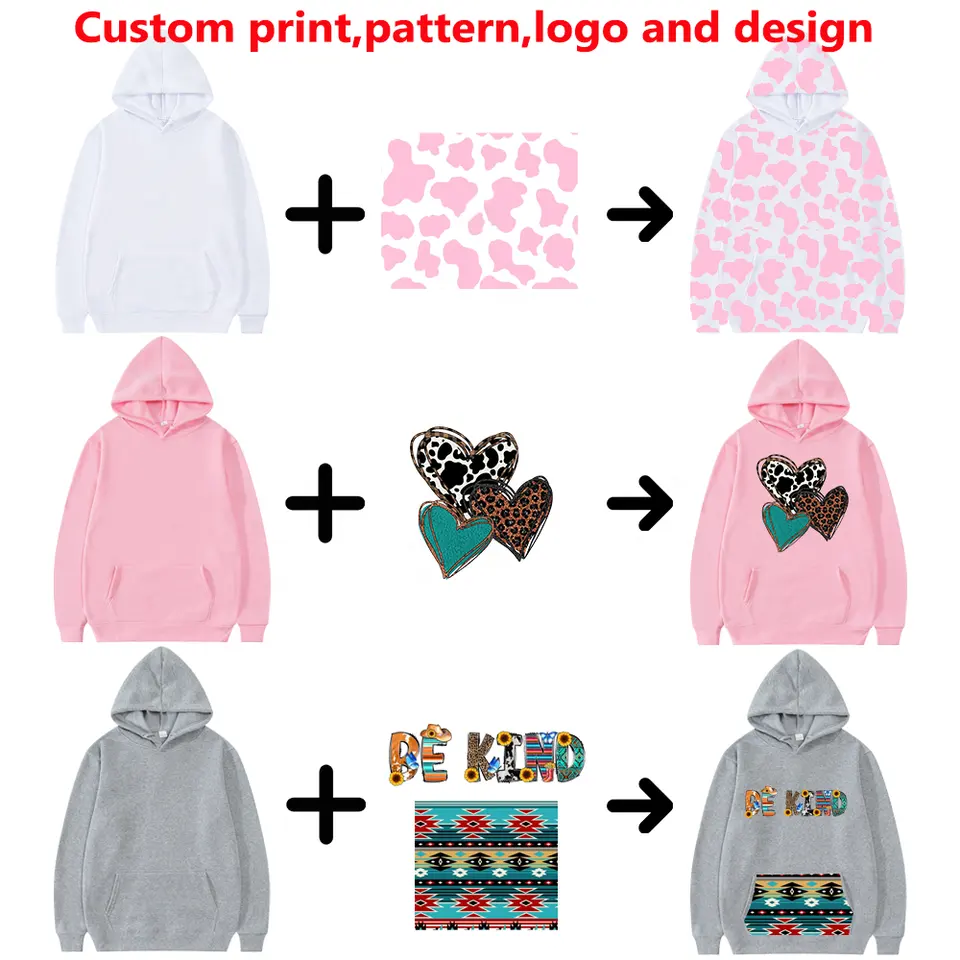 High Quality DIY Custom Printing logo Pullover hoodies American size polyester Plain men's sweatshirt hoodies