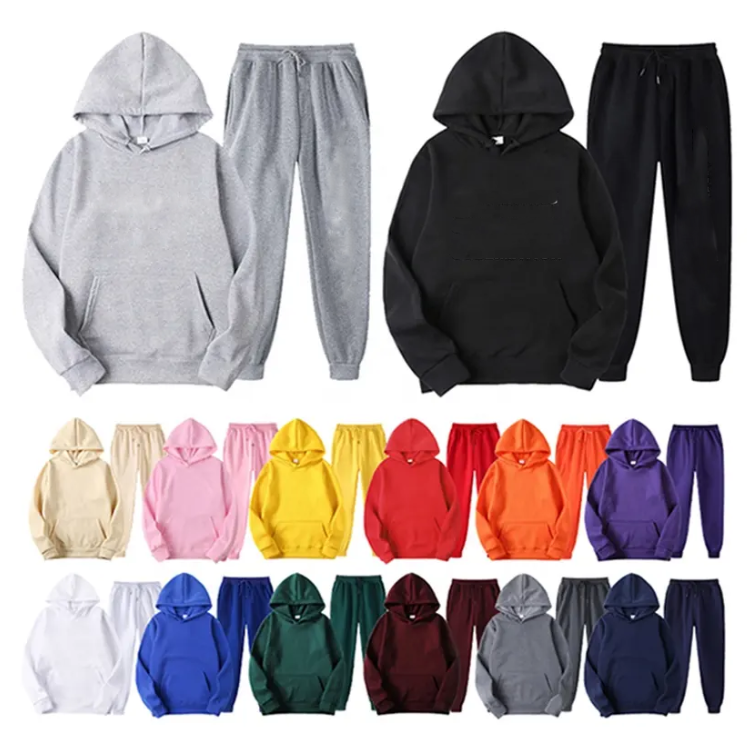 High quality Two Piece Set Men Hoodies Pants black blank Pullover Hoodie unisex sweatpants and hoodie set custom sweatsuits