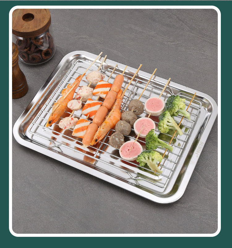 Hot Seller Backing Cake Tools Stainless Steel Baking Sheet with Cooling Rack Set Oven Crisp Baking Pan Tray