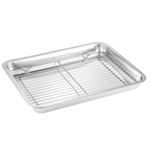 Hot Seller Backing Cake Tools Stainless Steel Baking Sheet with Cooling Rack Set Oven Crisp Baking Pan Tray