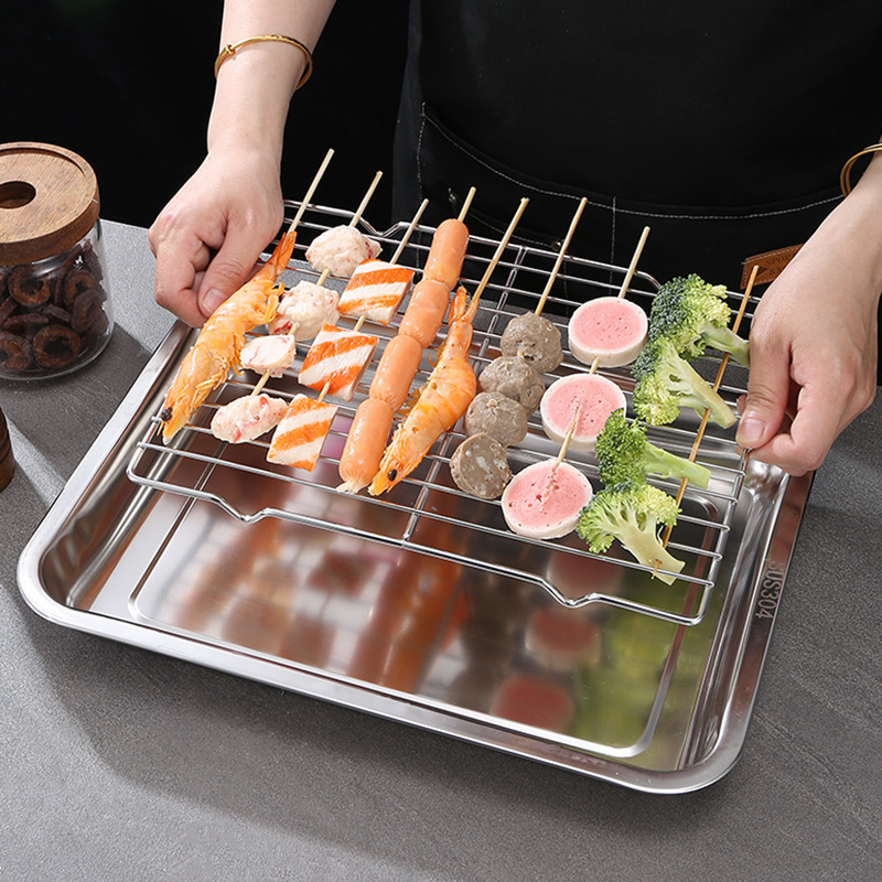 Hot Seller Backing Cake Tools Stainless Steel Baking Sheet with Cooling Rack Set Oven Crisp Baking Pan Tray