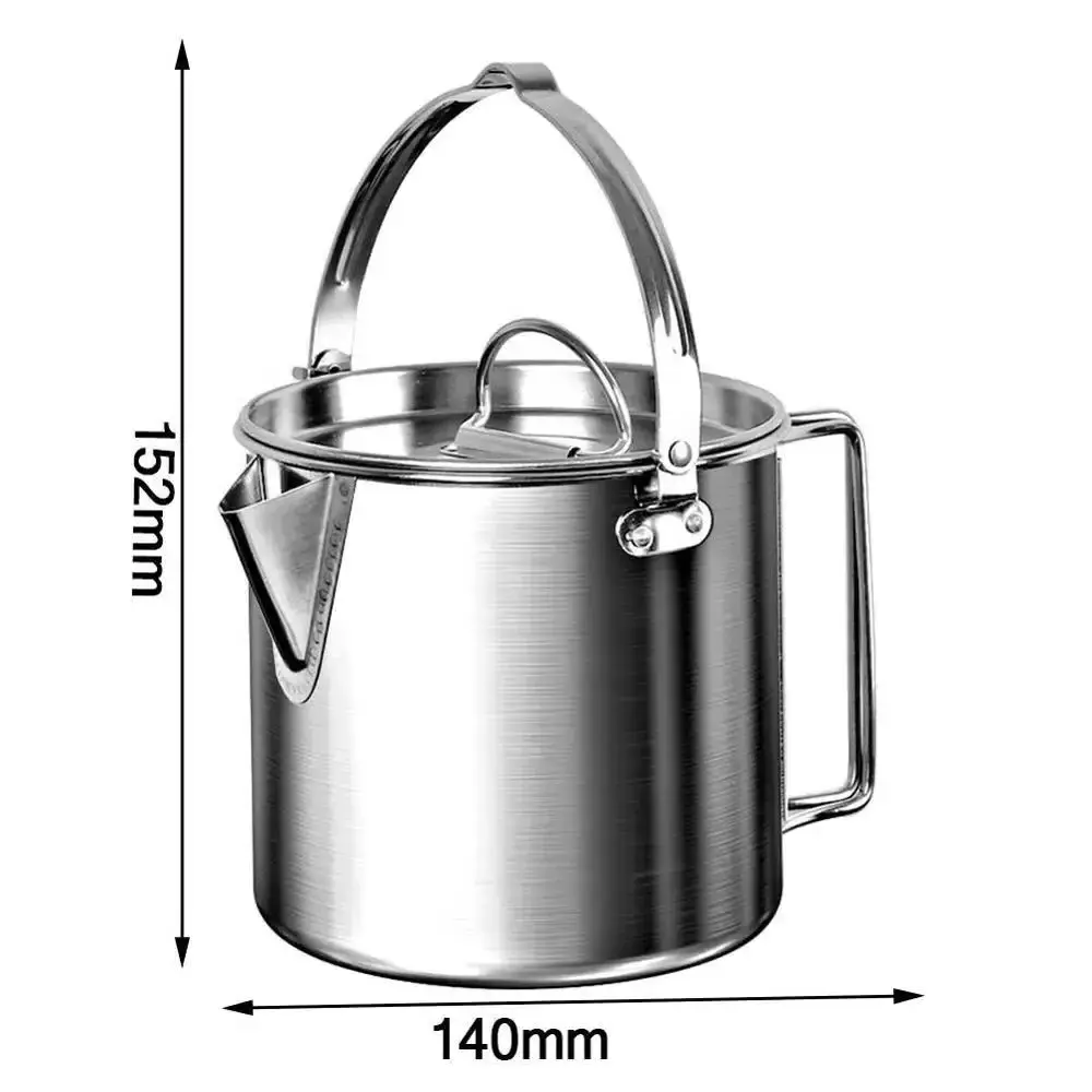 Hot Selling Outdoor Portable Kettle Camping Stainless Steel Hanging Pot Camping Coffee Pot