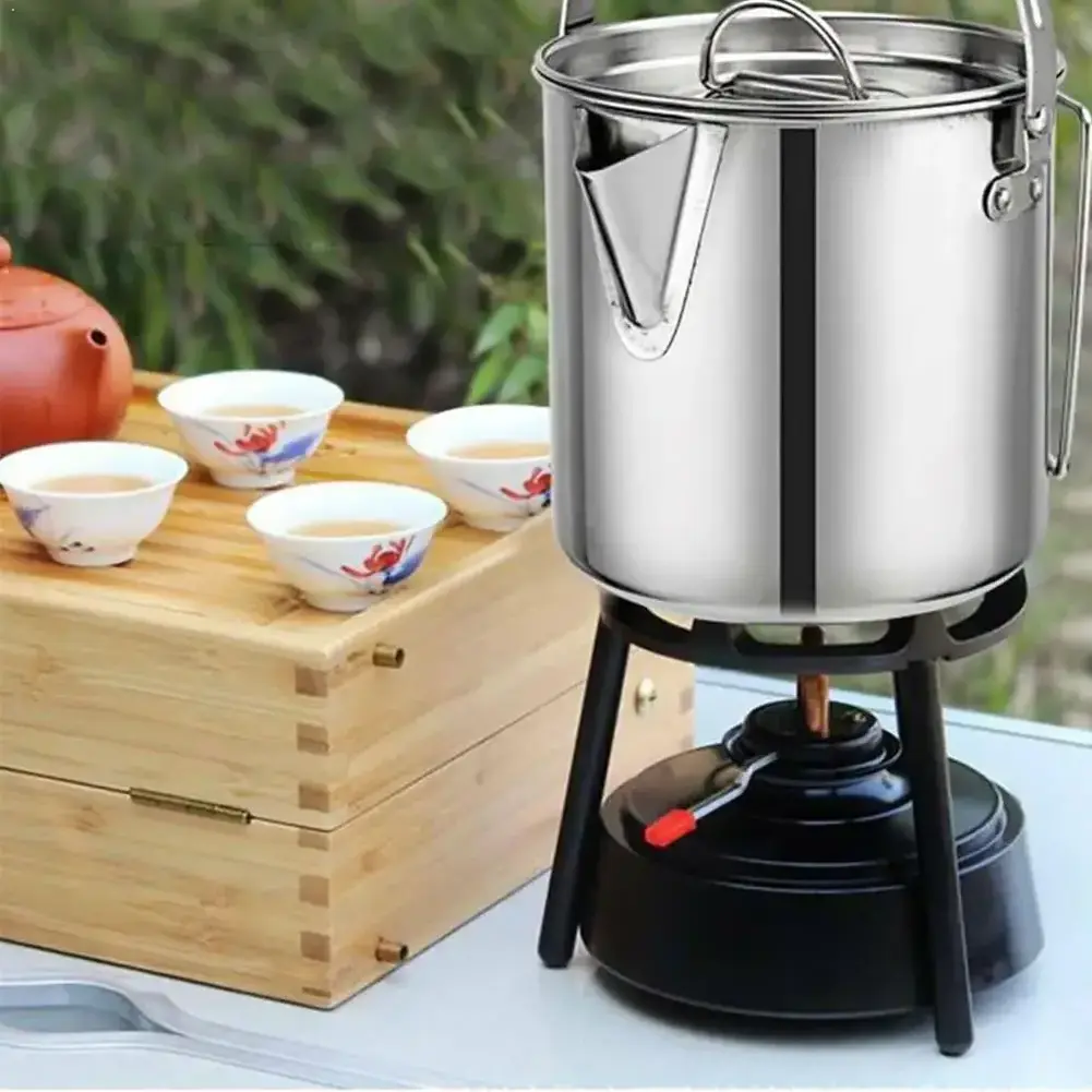 Hot Selling Outdoor Portable Kettle Camping Stainless Steel Hanging Pot Camping Coffee Pot