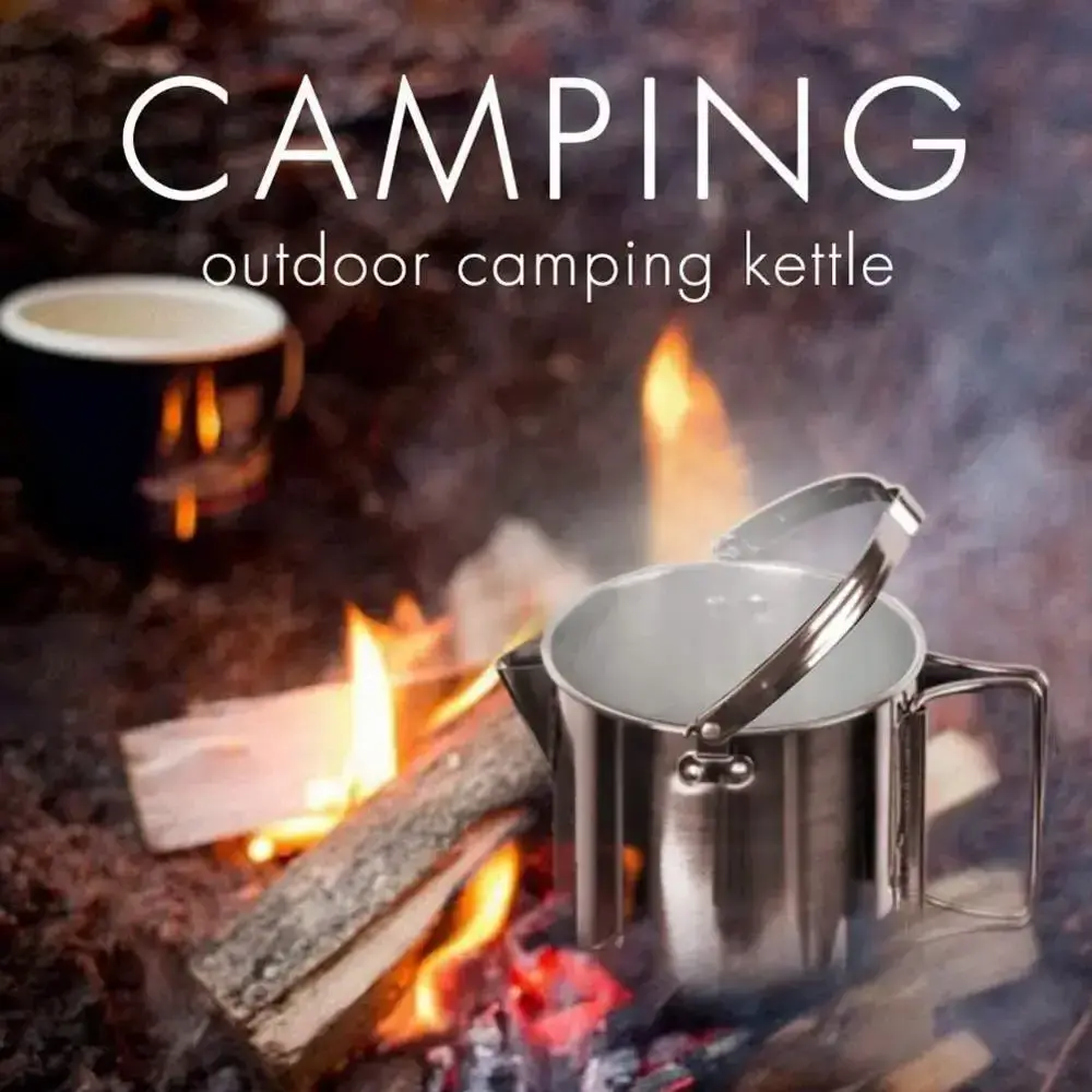 Hot Selling Outdoor Portable Kettle Camping Stainless Steel Hanging Pot Camping Coffee Pot