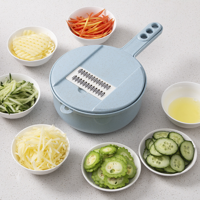 8 in 1 New Product Kitchen Multifunctional Manual Food Fruit Vegetable Chopper Cutter Basket Slicer