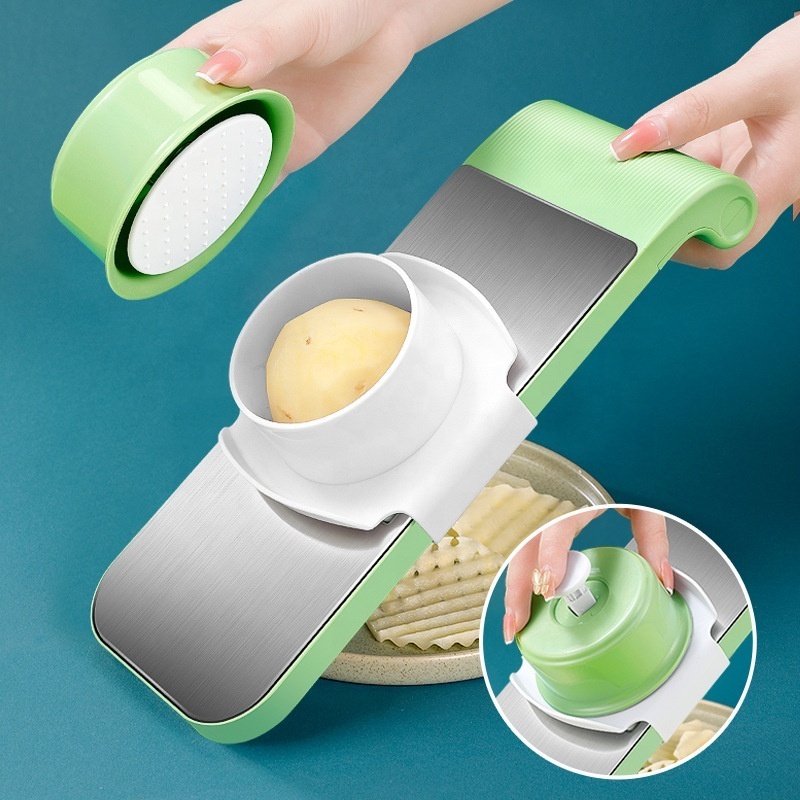 Newest Design Manual Stainless Steel Kitchen Gadgets 6 Blades Potato Fruit Slicer Onion Cutter Vegetable Chopper