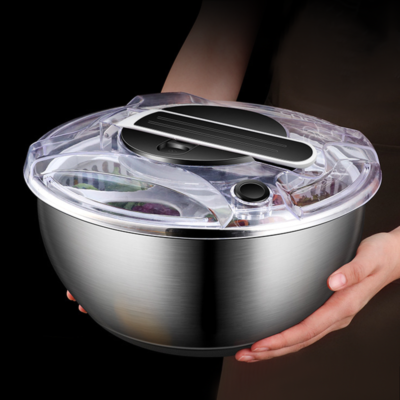 Hot Selling Quick Dry Manual 304 Stainless Steel Metal Dehydrated Vegetables Salad Fruit Spinner