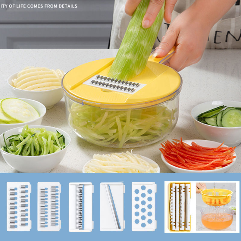 8 in 1 New Product Kitchen Multifunctional Manual Food Fruit Vegetable Chopper Cutter Basket Slicer