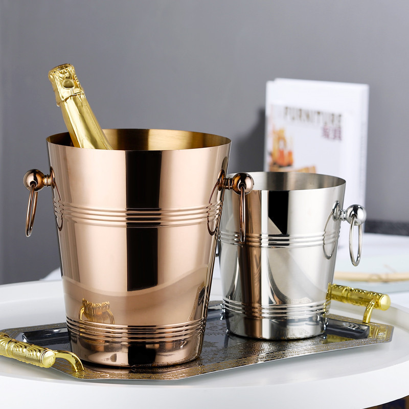 Custom Cheap 5L Heavy Duty Galvanized 304 Stainless Steel Wine Champagne Beer Ice Bucket