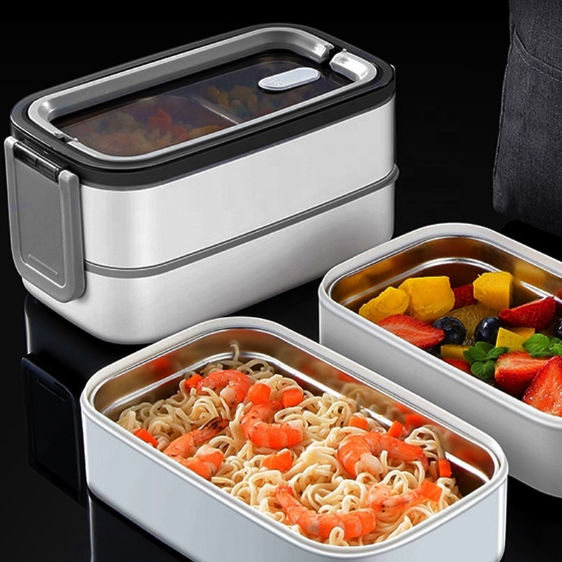 Hot Sales 2 Layer Insulated Bento Box Leakproof Thermal Lunch Container Stainless Steel Lunch Box For Kids