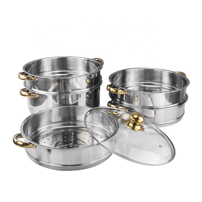 Five layers stainless steel 410 steamer food pot kitchen cooker set for restaurant