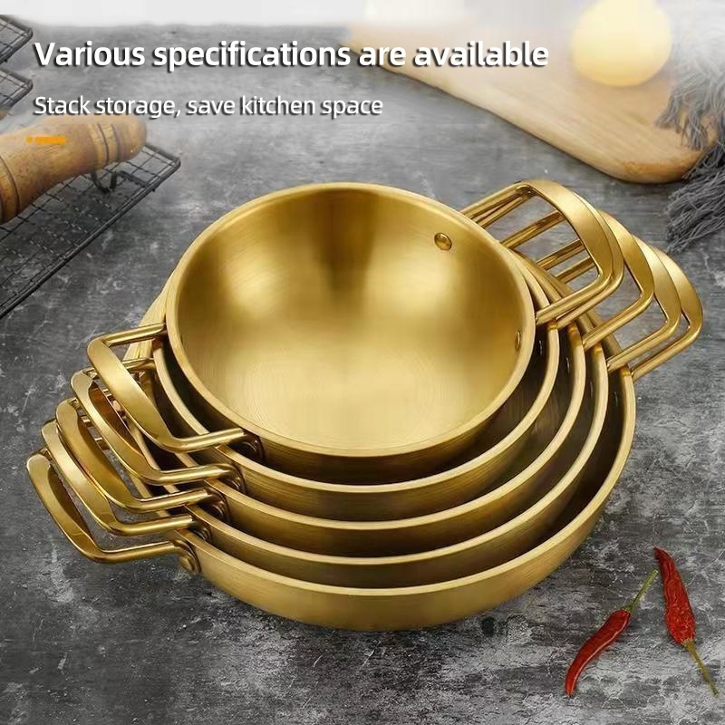 Wholesale Top Seller Kitchen Seaafood Cookware Pan Stainless Steel 304 Cooking Wok Paella Pan