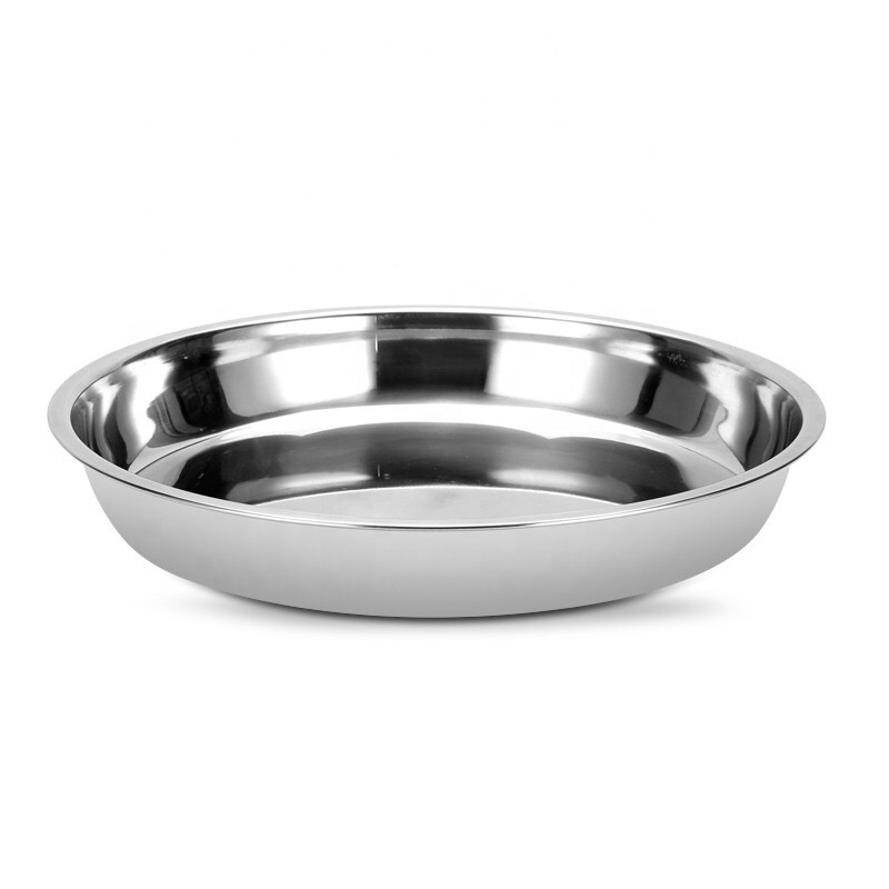 High Quality Kitchen Salad Plates Multisize Stainless Steel Food Dish Dinner Round Fruit Tray