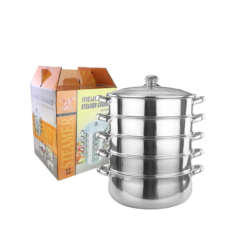 Hot Selling Stainless Steel Steamer Pot Restaurant Quality Cookware Five Layers Steamer Pot Food Cooking Pot