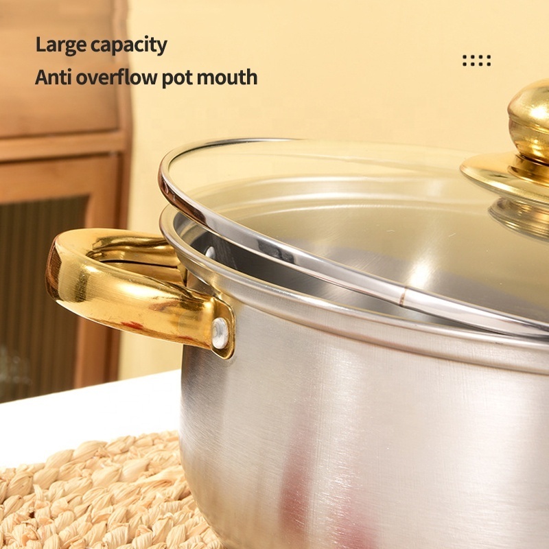 Wholesale Kitchen Induction Ollas 5 Pieces Soup Pot Set Stainless Steel Cooking Cookware Set