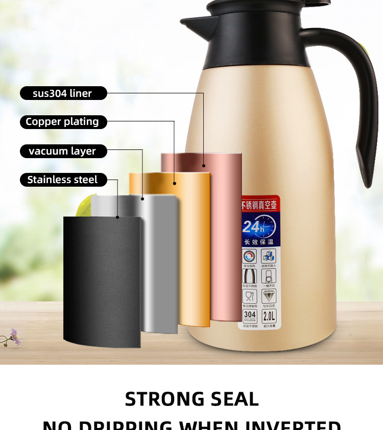 Stainless Steel Thermal Coffee Carafe Double Walled Vacuum Flask 12 Hour Heat Retention Kettles