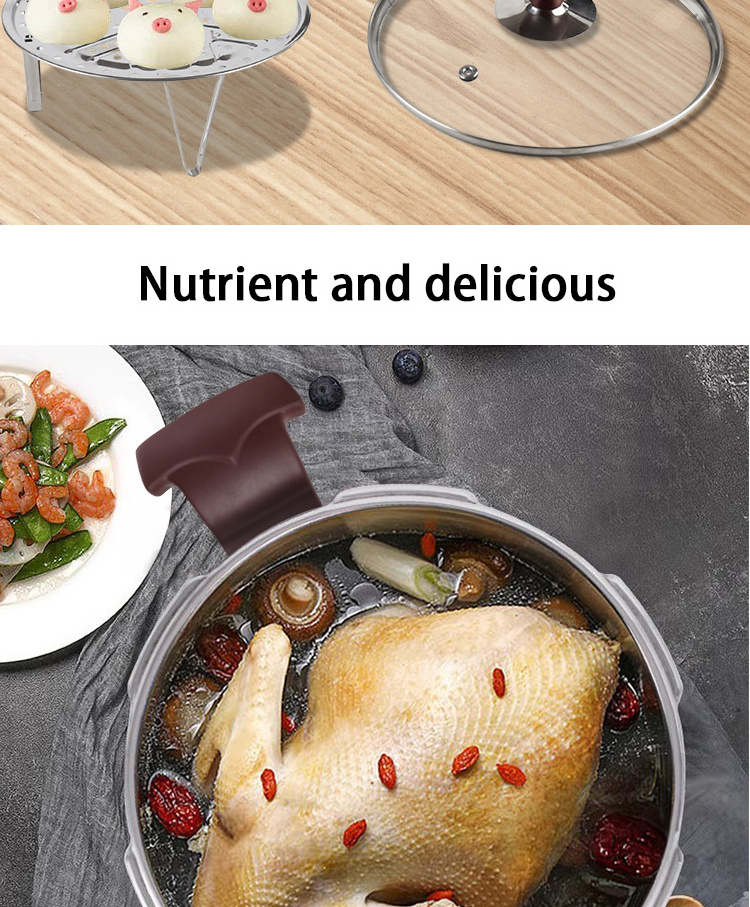 New Arrival 6L Kitchen Cookware Cooking Pots Gas Cooker Stainless Steel High Pressure Cooker With Steamer